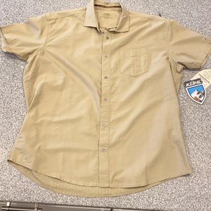 Kuhn short sleeved button down. Tan. Size X-Large. New with tags.